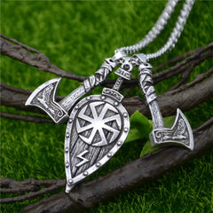 Viking Jewelry Sword Shield Odin Raven Wolf Axe Amulet Slavic Kolovrat Symbol Talisman Male Necklace Dropshipping