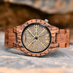 BOBO BIRD Viking Vegvisir Man's Wooden Watches Vintage Watch for Men Wood Clock Support Logo Customized,