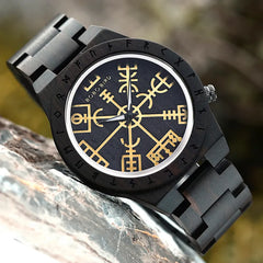 BOBO BIRD Viking Vegvisir Man's Wooden Watches Vintage Watch for Men Wood Clock Support Logo Customized,